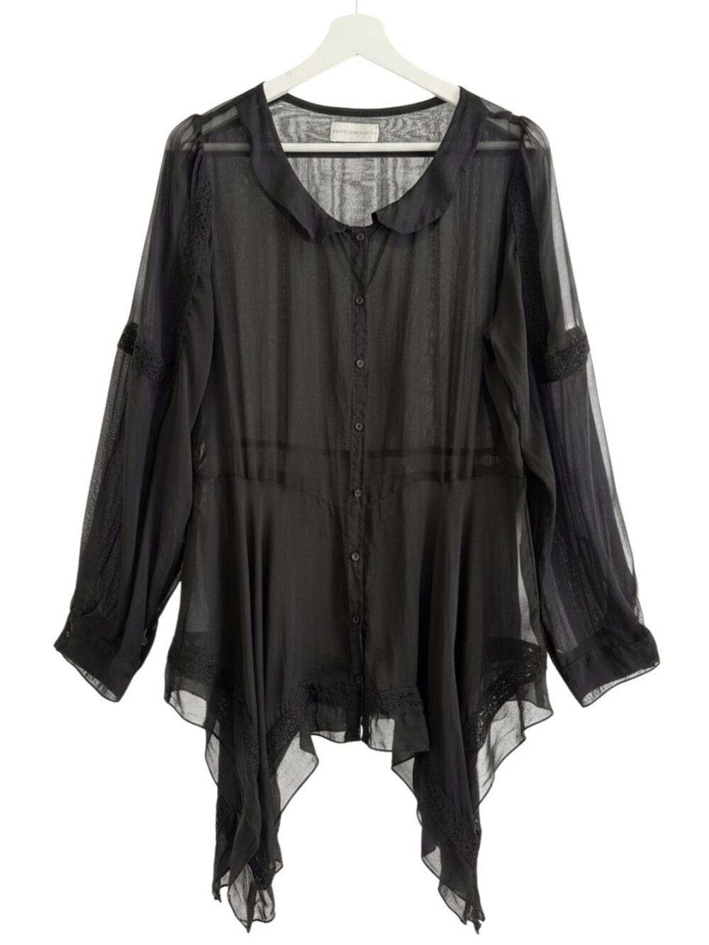 Johnny Was 4 Love and Liberty Tunic Silk Sheer Asymmetric Whimsigoth Fairy Large